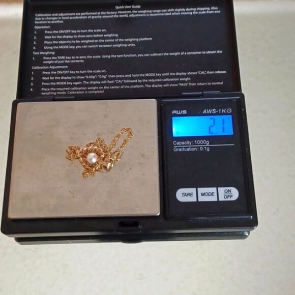 14KT REAL Gold Twist‎ Chain /W Twist Heart Pearl Pendant 2.1 Grams - Picture 5 of 11